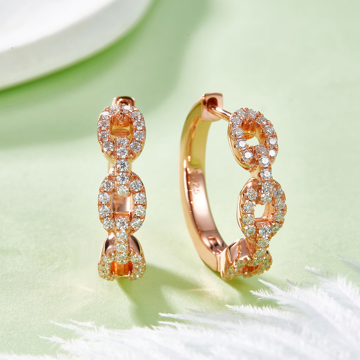 Planderful Moissanite Oval Buckle Hoop Earrings S925 Silver 0.58ct DVVS3EX Sparkling Gift For Her