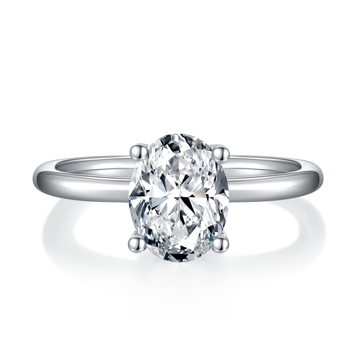 Planderful Shop Moissanite Ring 3.0CT Oval Sparkling S925 Sterling Silver Platinum Plated Women