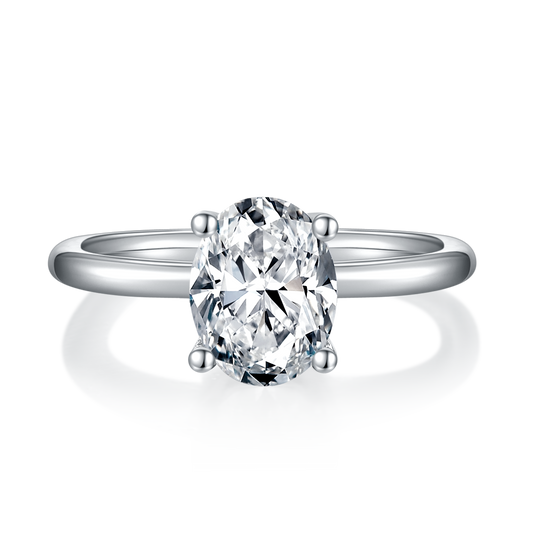Planderful Shop Moissanite Ring 3.0CT Oval Sparkling S925 Sterling Silver Platinum Plated Women