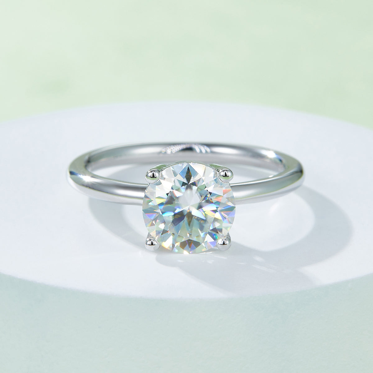 Planderful Moissanite Sparkling Classic Three Carat Sterling Silver Ring For Women