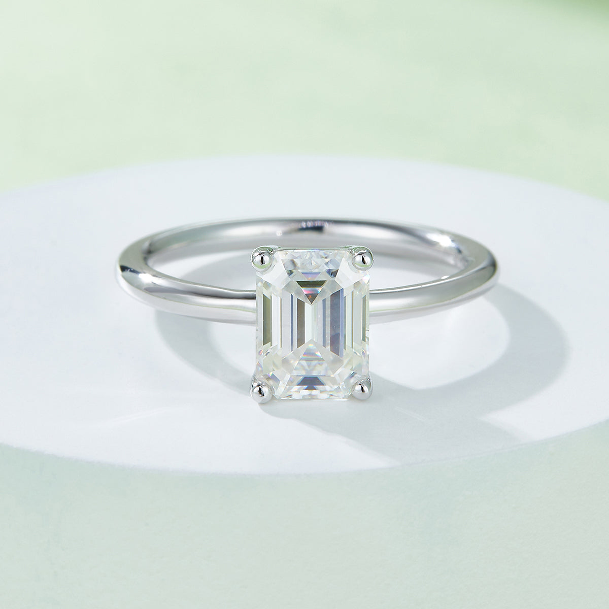 Planderful Moissanite Emerald Cut Ring 3.0CT S925 Silver Plated Platinum For Women Sparkling Luxury