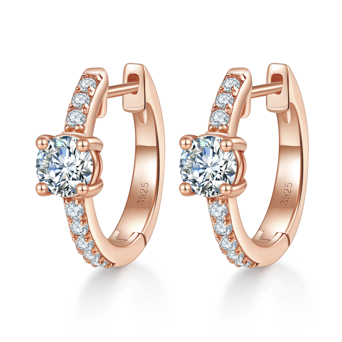 Moissanite Hoop Earrings 1.31 Ct Single Row Sparkling S925 Silver Planderful Shop For Women