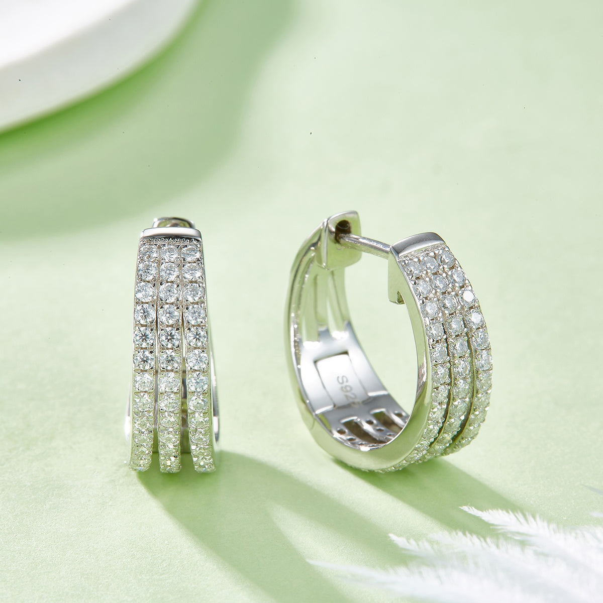 Planderful Moissanite Hoop Earrings S925 Sparkling Women