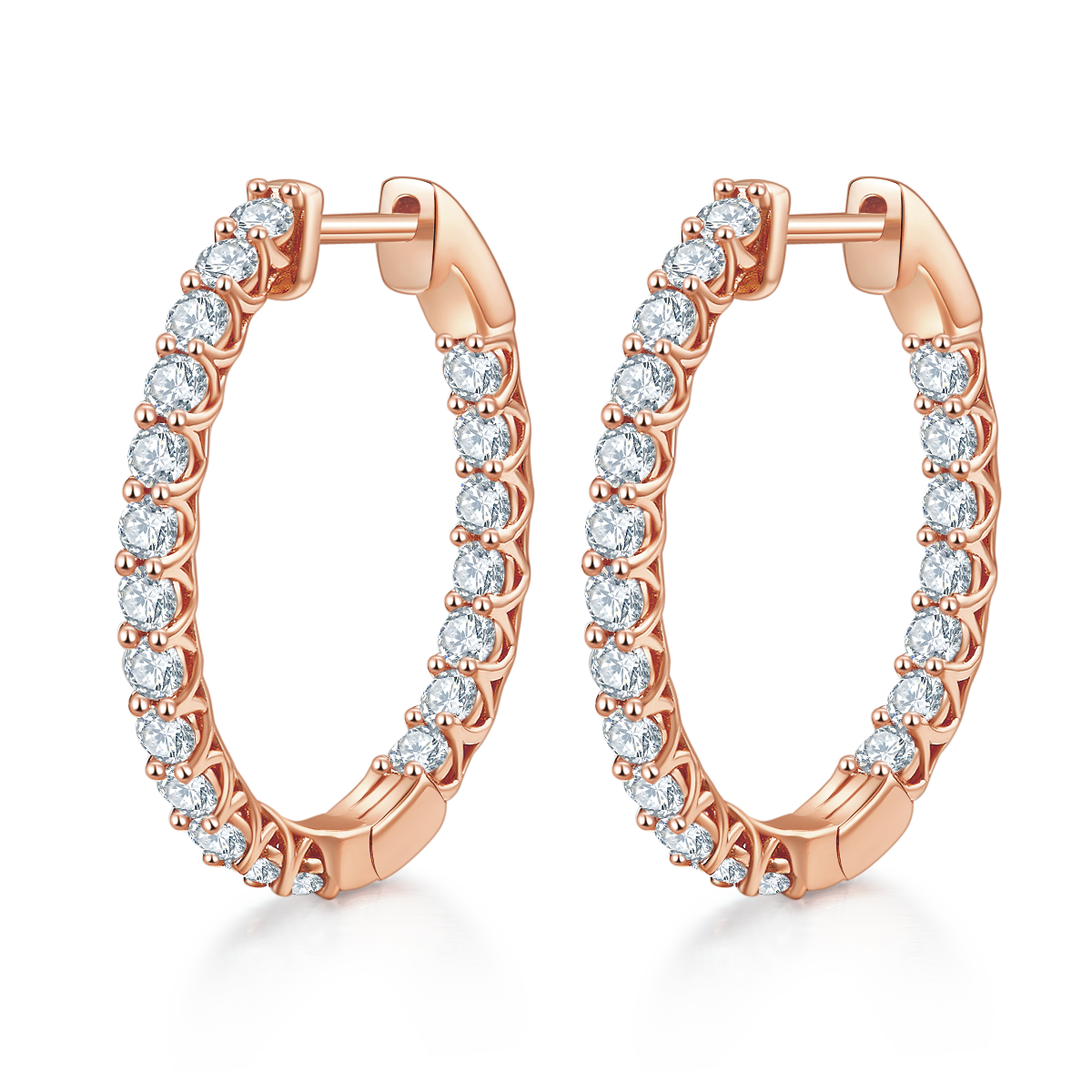 Planderful Moissanite Hoop Earrings 1.8CT Round Sparkling Sterling Silver For Women