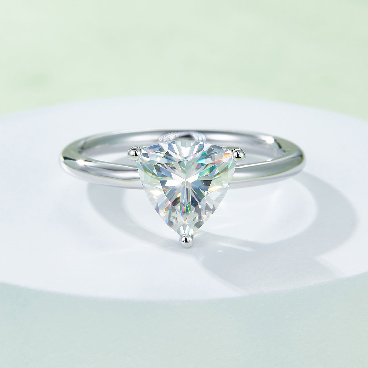 Planderful Moissanite Ring 3 Carat Triangle Cut DVVS 3EX Sparkling Brilliance For Women