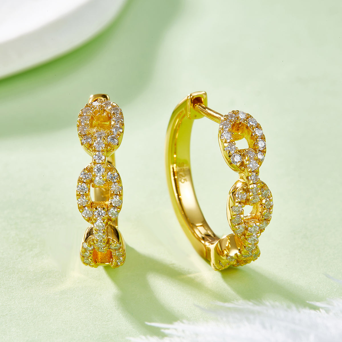 Planderful Moissanite Oval Buckle Hoop Earrings S925 Silver 0.58ct DVVS3EX Sparkling Gift For Her