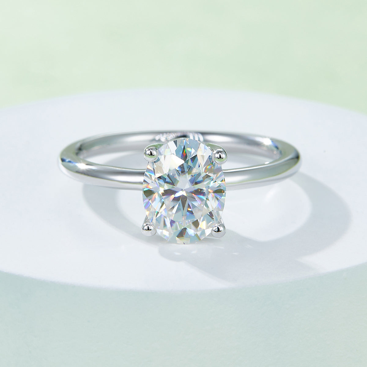 Planderful Shop Moissanite Ring 3.0CT Oval Sparkling S925 Sterling Silver Platinum Plated Women