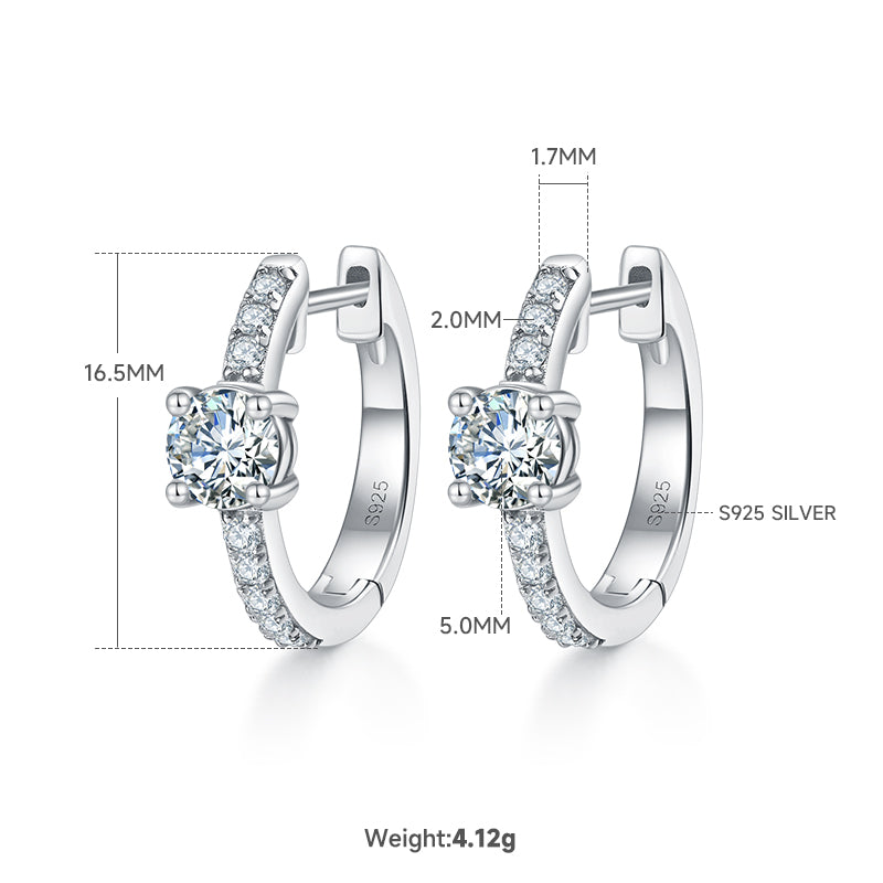 Moissanite Hoop Earrings 1.31 Ct Single Row Sparkling S925 Silver Planderful Shop For Women