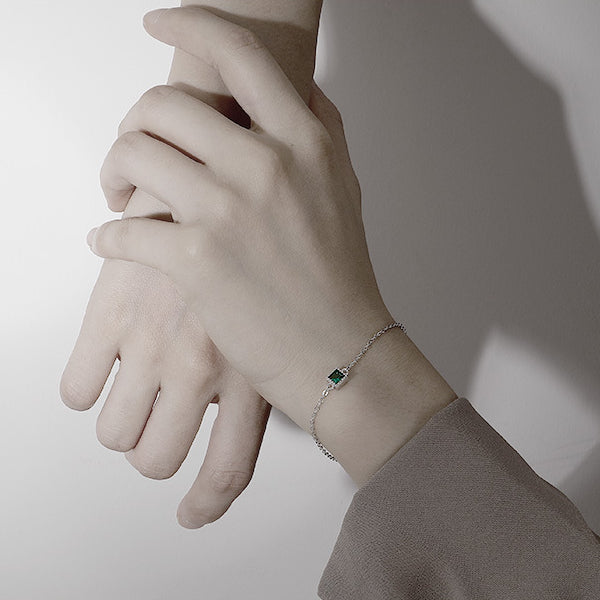 Princess Cut Green Zircon Sterling Silver Bracelet
