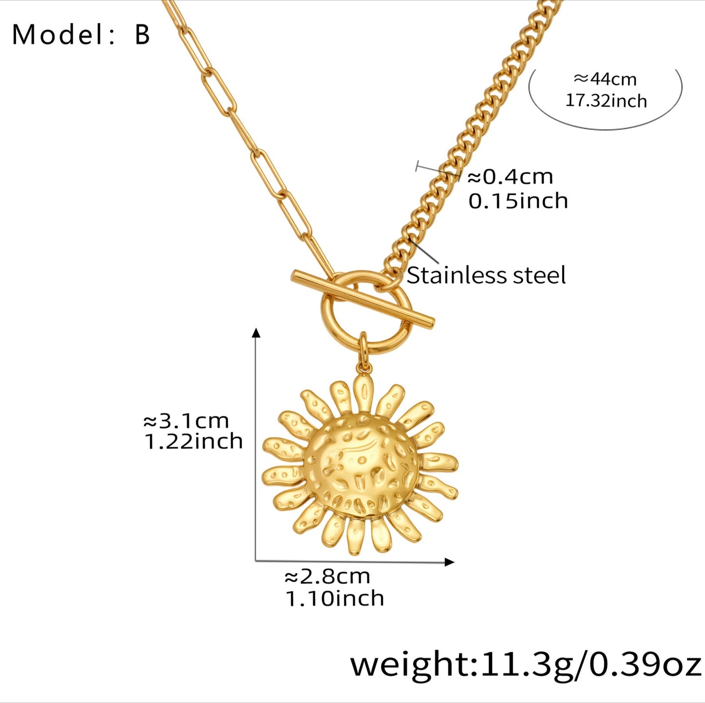 Planderful Genie Sunflower Hammer Necklace Women 18K