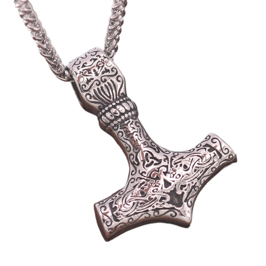 Cross border Hot Selling Nordic Odin Totem Alloy Pendant Viking Thor Hammer Men's Personalized Necklace Vintage Jewelry for men