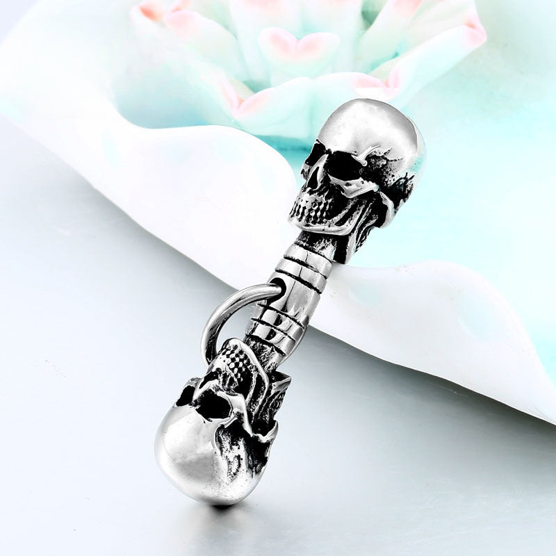 Creative Double Skull Pendant in Titanium Steel - Retro European and American Fashion Jewelry for Men
