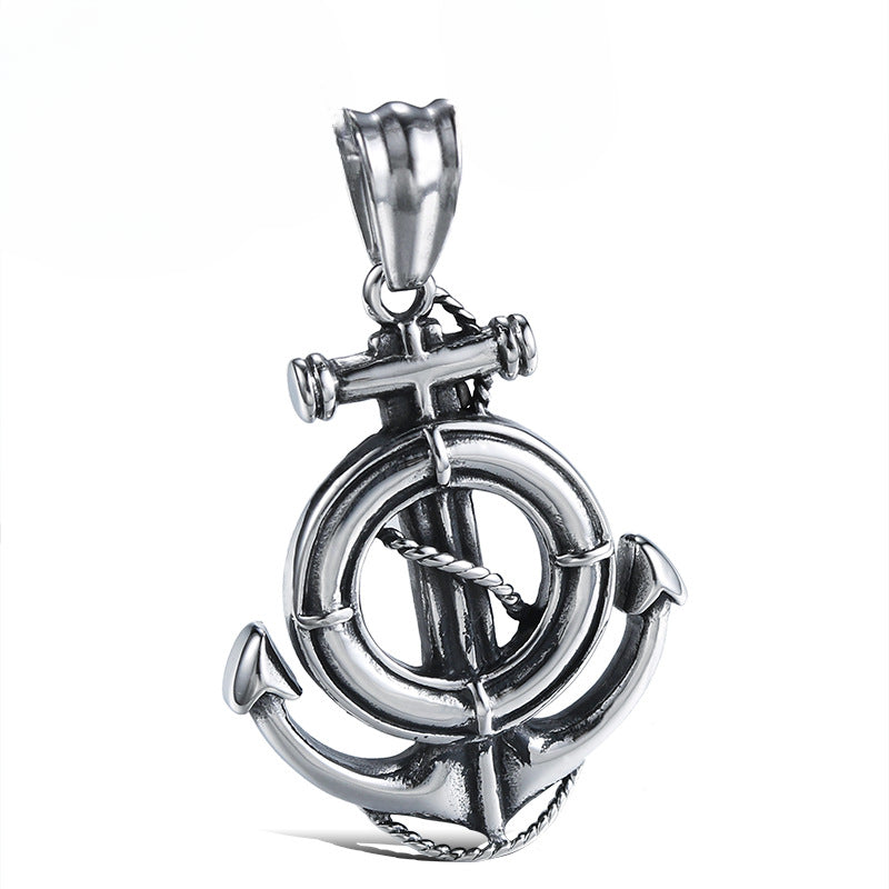 Retro Titanium Steel Hip-Hop Anchor Pendant for Men - Personalized Pirate-Inspired Jewelry