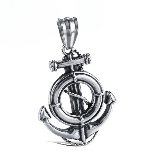 Retro Titanium Steel Hip-Hop Anchor Pendant for Men - Personalized Pirate-Inspired Jewelry