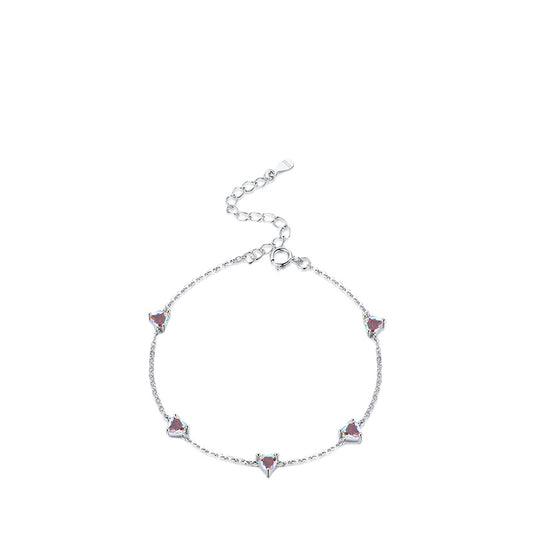 Colorful Heart-shaped Zircon Sterling Silver Bracelet for Women