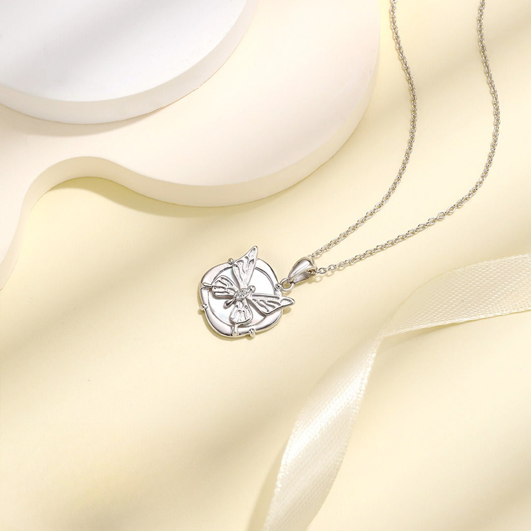 S925 Sterling Silver Shell Butterfly Necklace