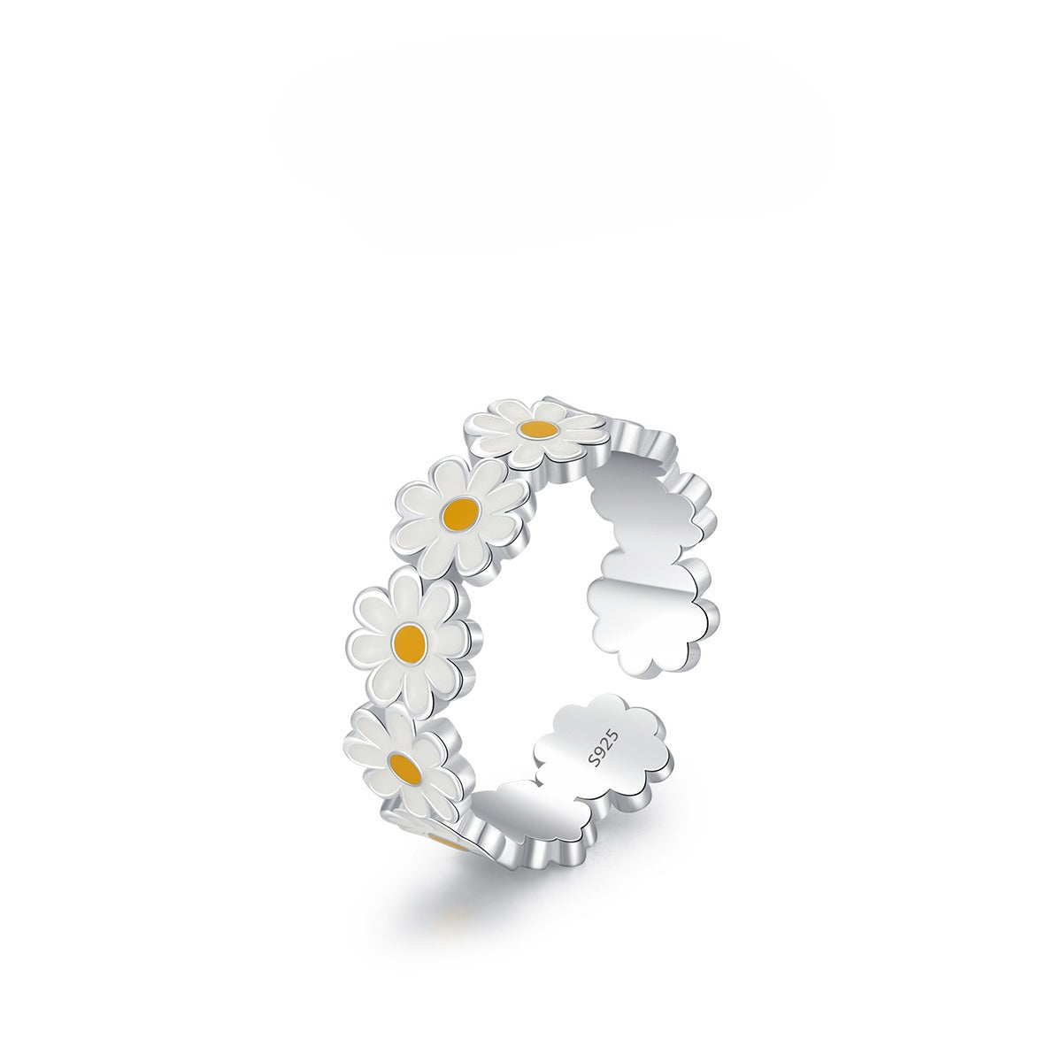 925 Sterling Silver Daisy Enamel Ring