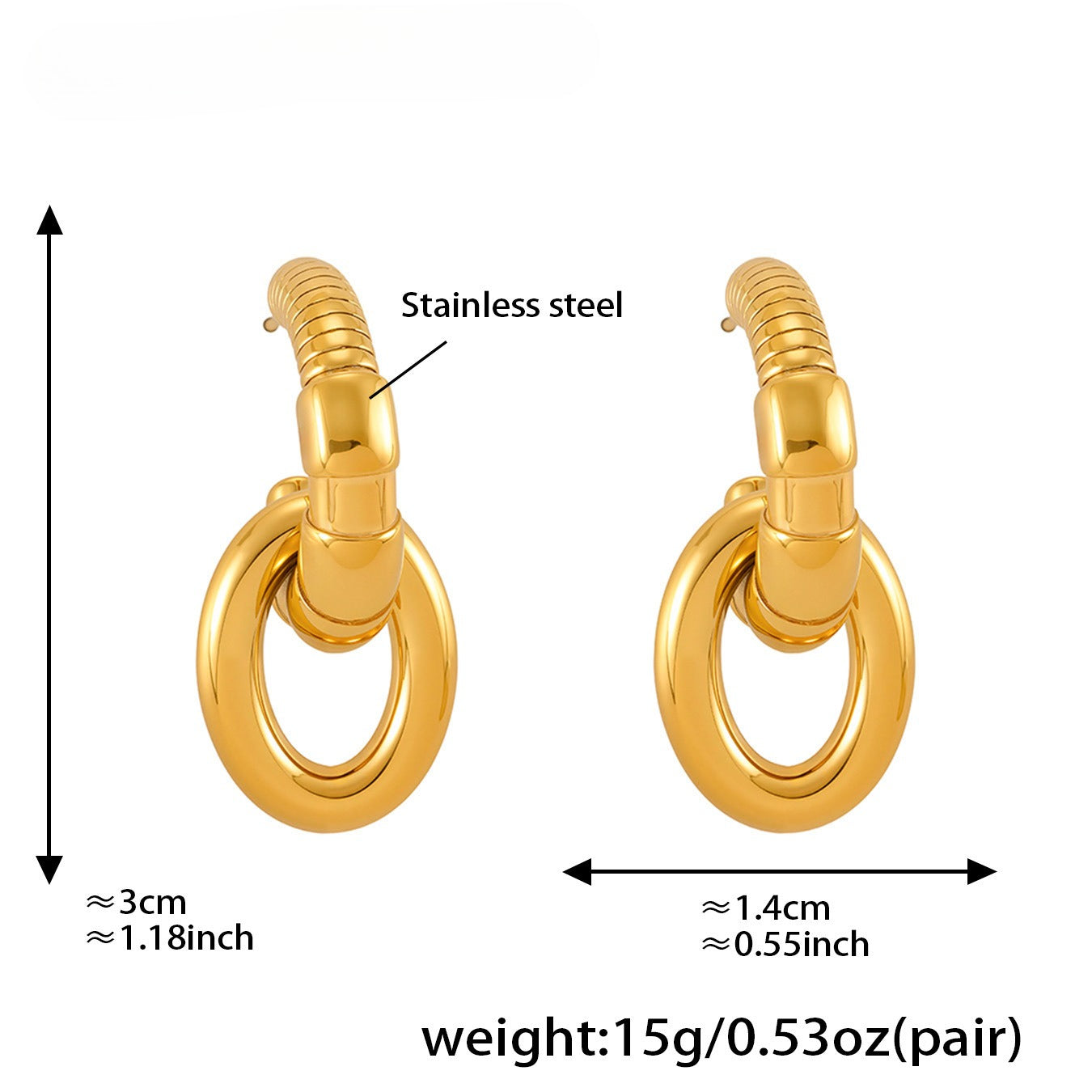 Planderful C Shaped Earrings Irregular Color Gold For Women