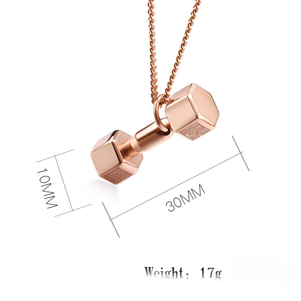 Planderful Fitness Dumbbell Necklace for Athletes and Genderless Wearers Titanium Steel Strength Pendant Does Not Fade