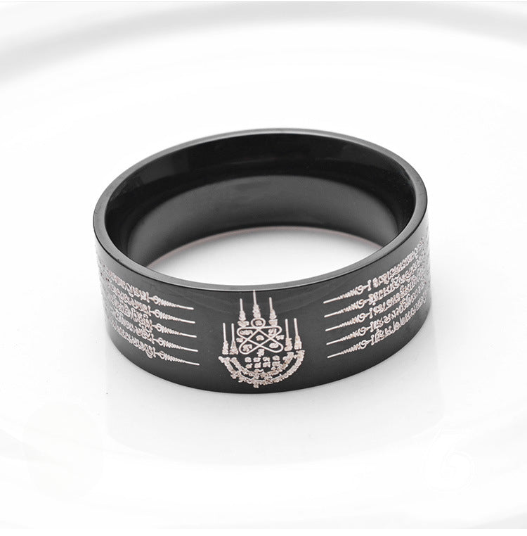 Thailand Five Rune Rings All-Plated Black Men's Rings