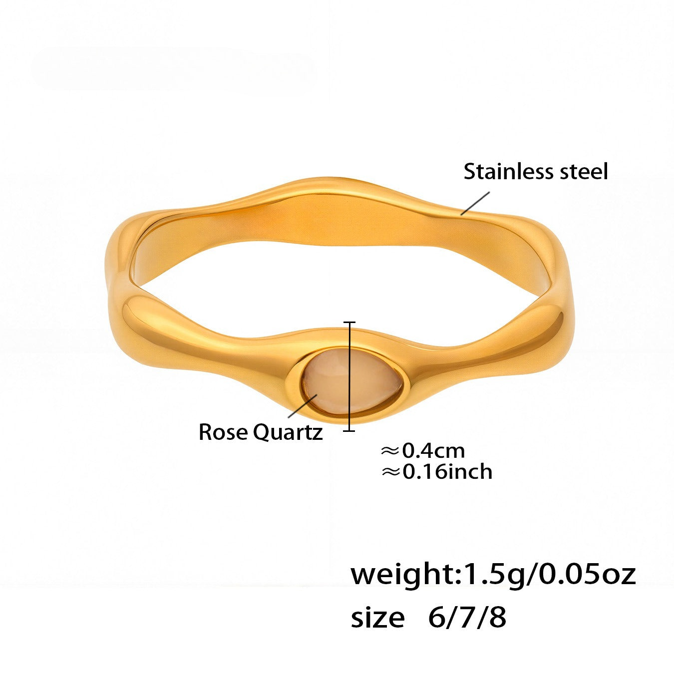 Planderful Pink Spar Ring Irregular Women Jewelry Chic