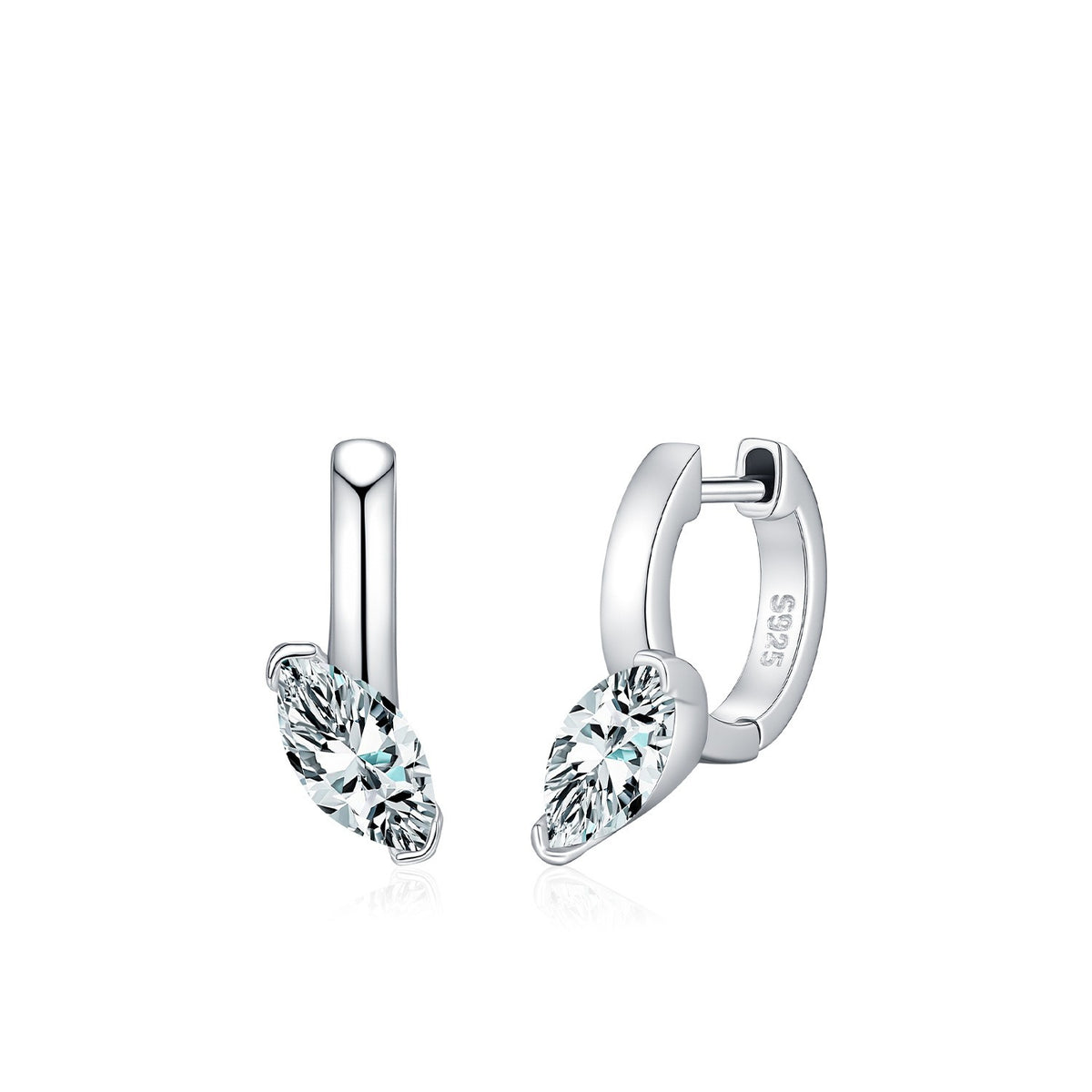 925 Sterling Silver Geometric Moissanite Hoop Earrings