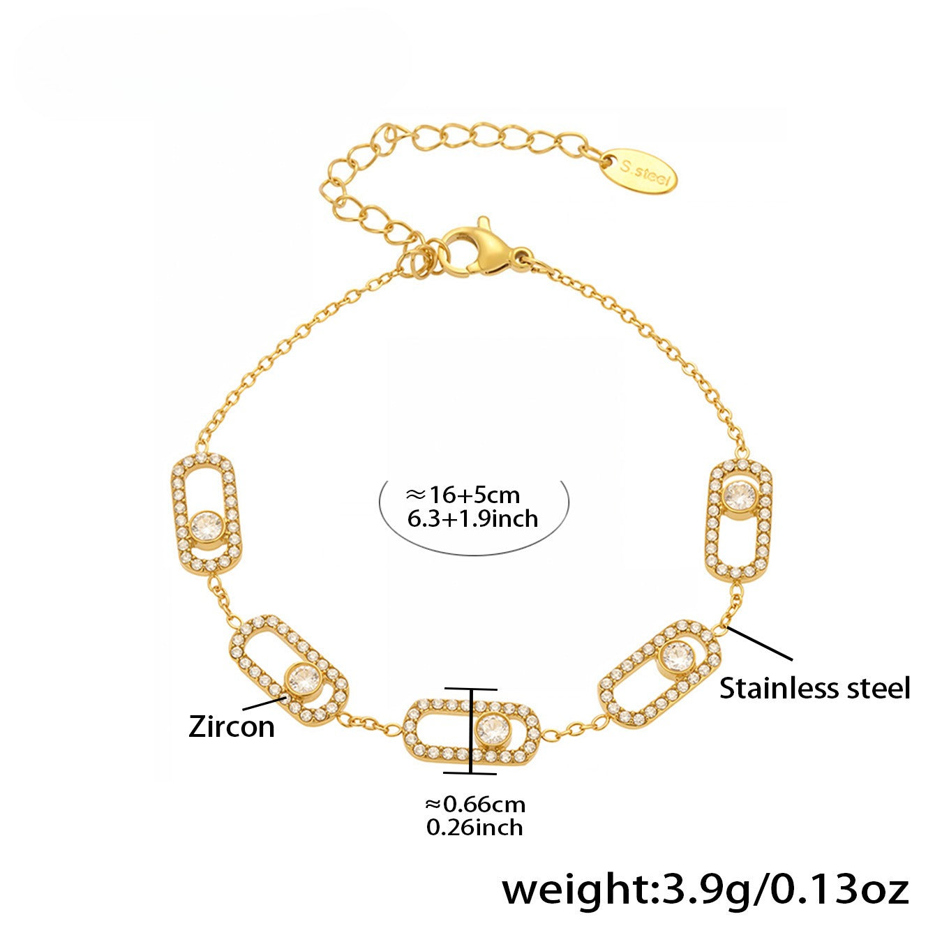 Planderful Zircon Stainless Steel Bracelet For Women