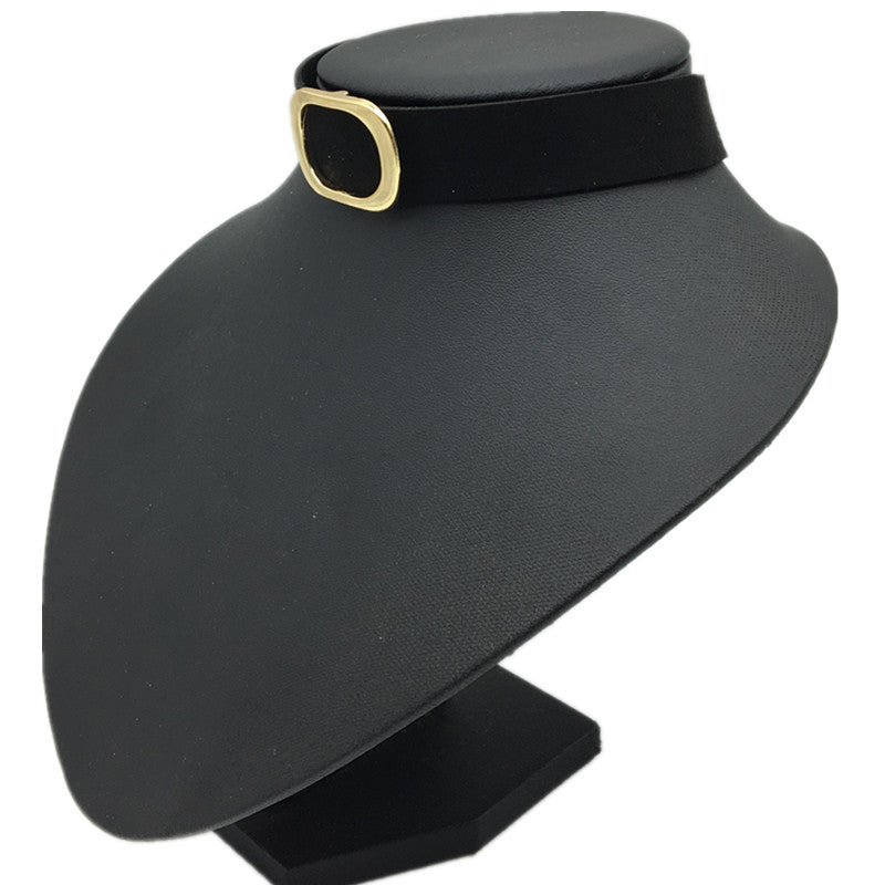 Stylish Imitation Leather Belt Buckle Choker Necklace with Star Pendant
