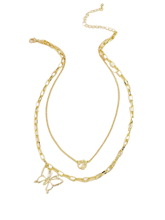 Butterfly Harmony Double-Layer Necklace - Vienna Verve Collection