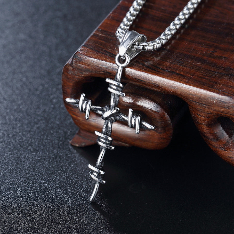 Knotted Cross Titanium Steel Pendant for Men