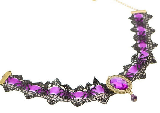 Black Glass Lace Necklace with Collarbone Chain for Women's Fashion Accessory Wholesale
