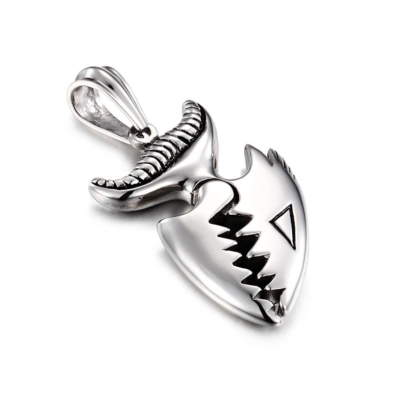 Trendy Crocodile Tooth Pendant in Japanese and Korean Titanium Steel for Men