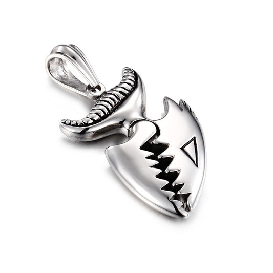 Trendy Crocodile Tooth Pendant in Japanese and Korean Titanium Steel for Men
