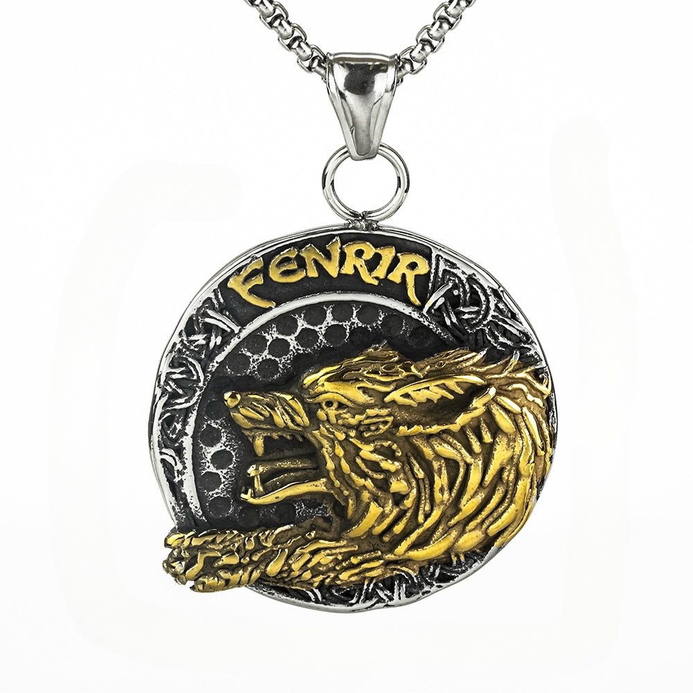 European And American Style Viking Wind Wolf FENRIR Compass Pendant