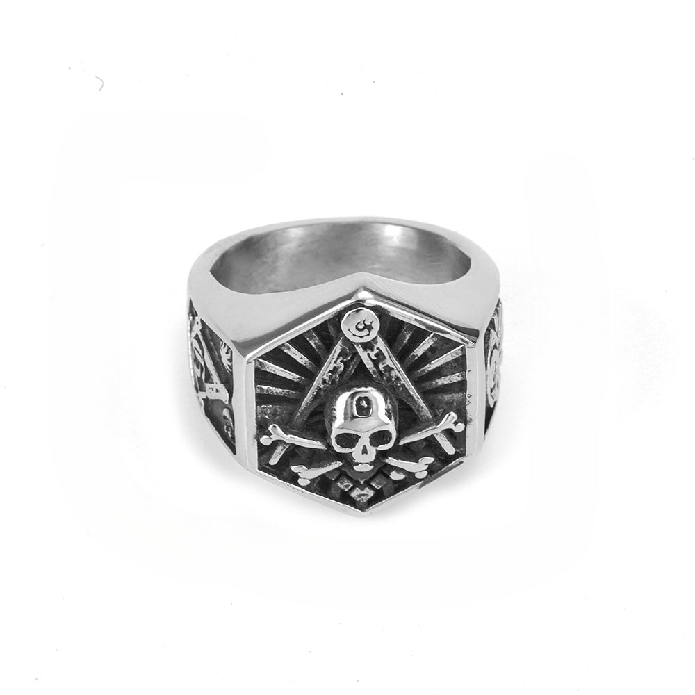 European and American Vintage Stainless Steel Men's Ring