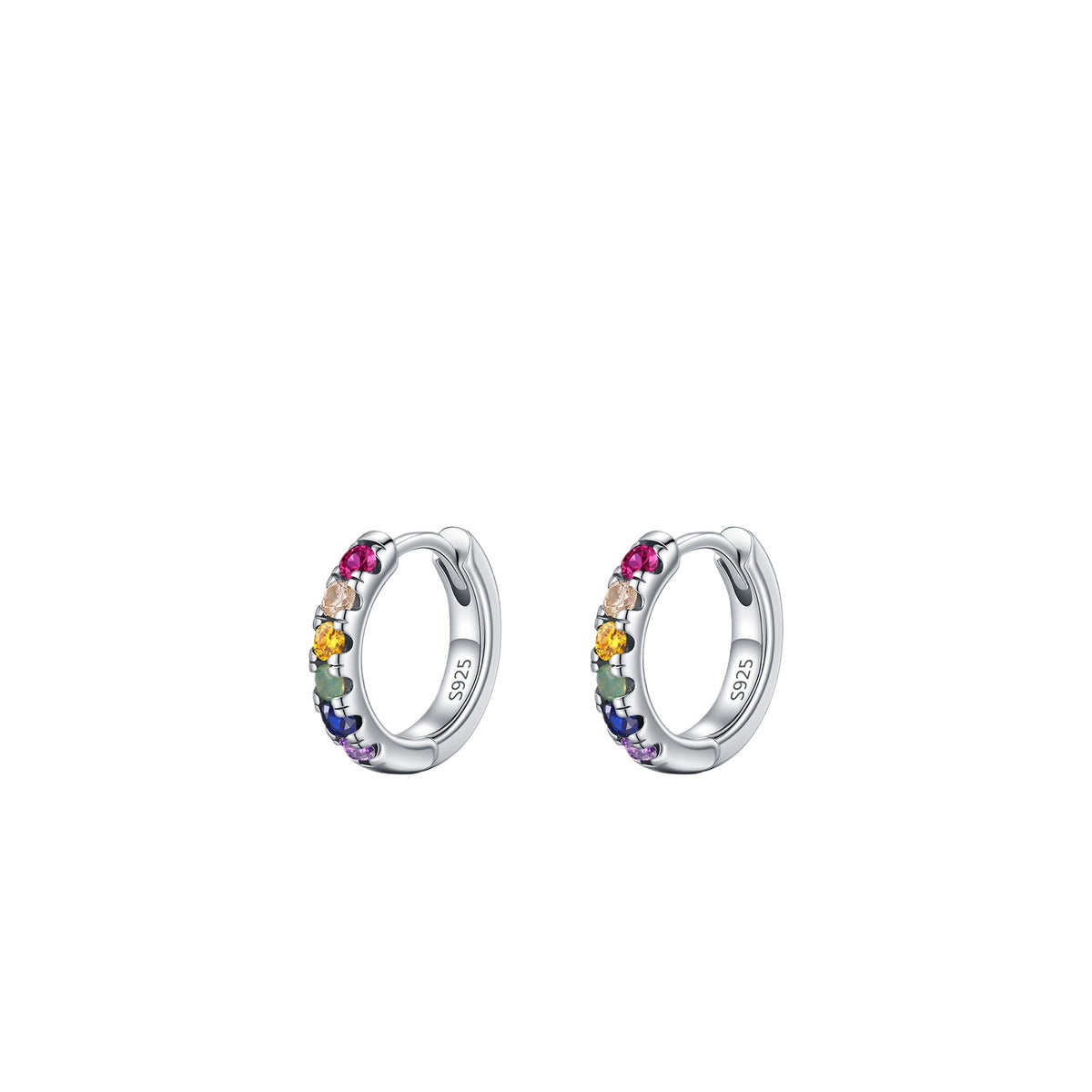 925 Sterling Silver Multicolor Zircon Earrings