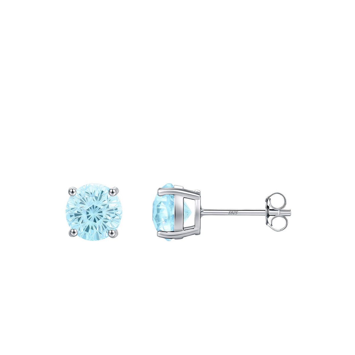 925 Sterling Silver Sea Blue Floral Zircon Stud Earrings