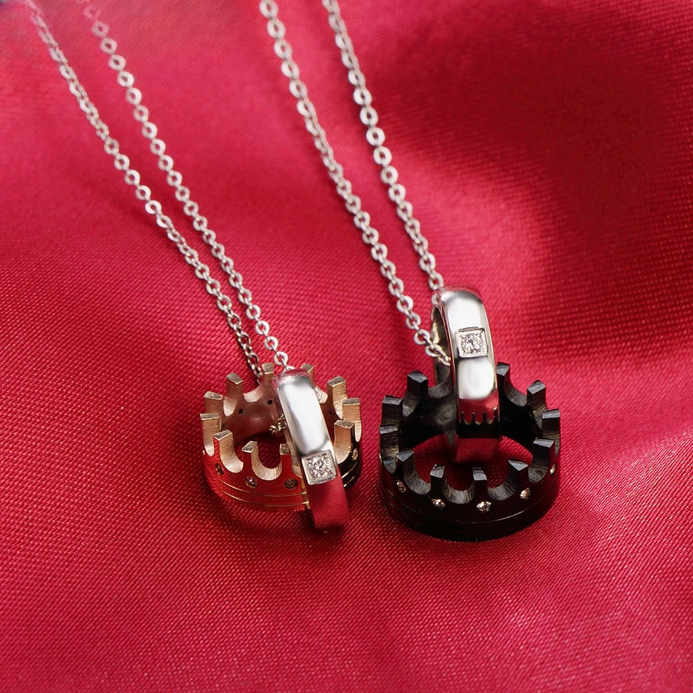 Planderful Premium Titanium Steel Roman Crown Couple Necklace For Couples Unisex Gift Everyday Genie Edition