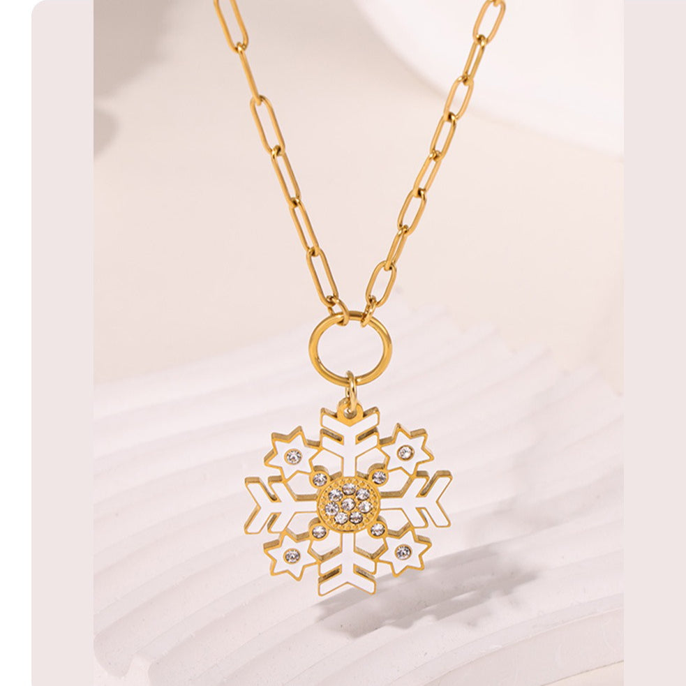 Planderful Zircon Snowflake Pendant Necklace for Women