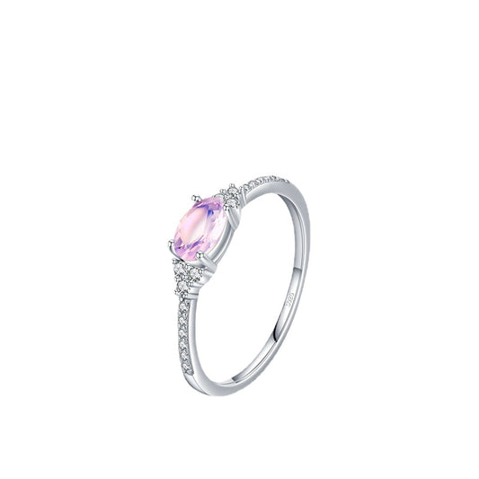 Elegant Sterling Silver Oval Crystal Ring - Everyday Genie Collection