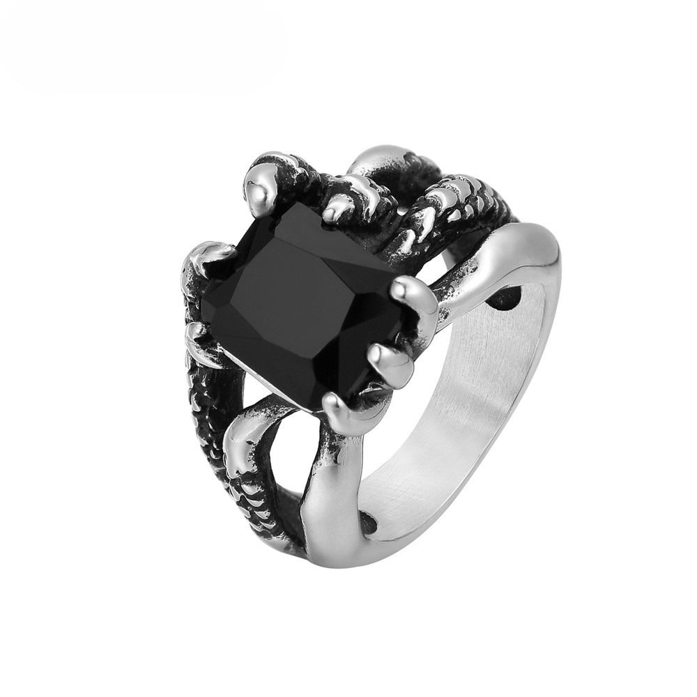 Planderful Fashion Retro Ghost Claw Zircon Men's Titanium Steel Ring Unisex Personalized Protection Statement