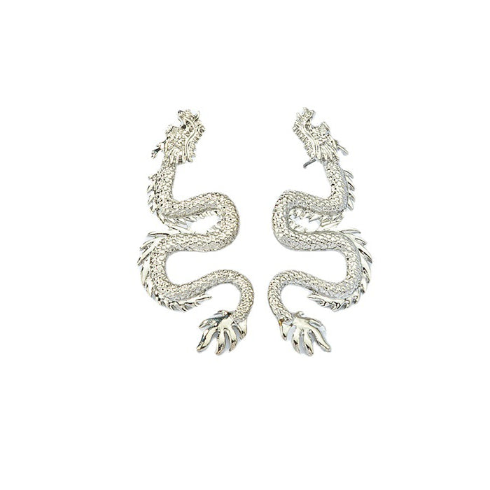 Celestial Alloy Dragon Earrings, Vintage Retro Style with Unique Geometric Design