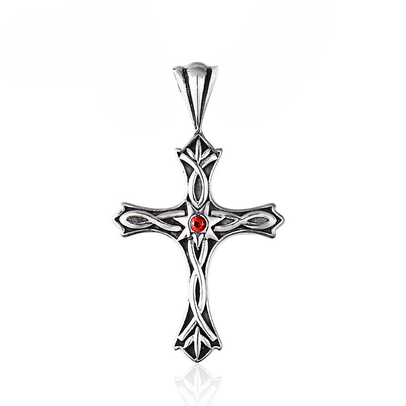 Retro Viking Celtic Knot Stainless Steel Pendant with Stone Inlay for Men