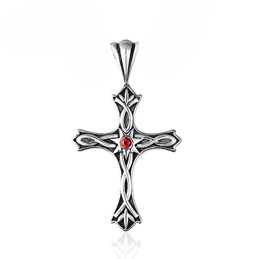 Retro Viking Celtic Knot Stainless Steel Pendant with Stone Inlay for Men
