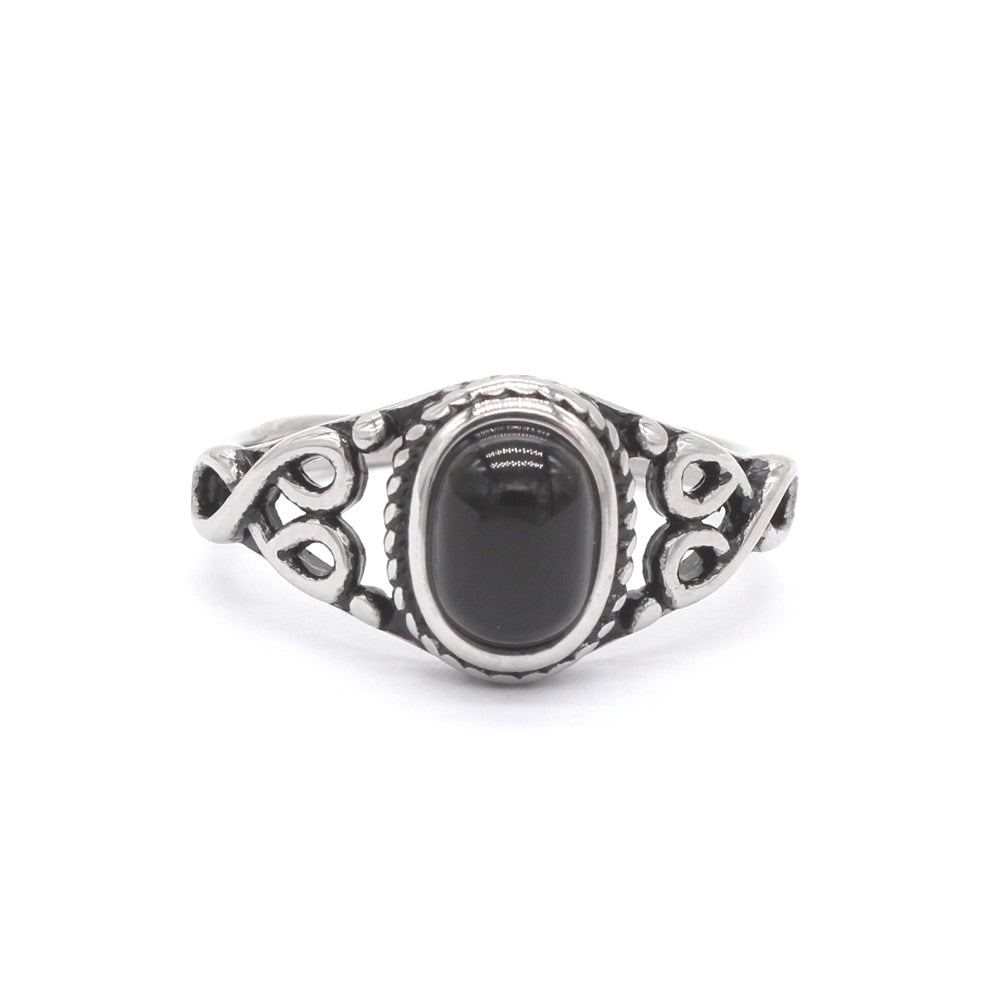 Personalized Retro Oval Gemstone Titanium Steel Ring For Women And Unisex By Planderful Everyday Genie