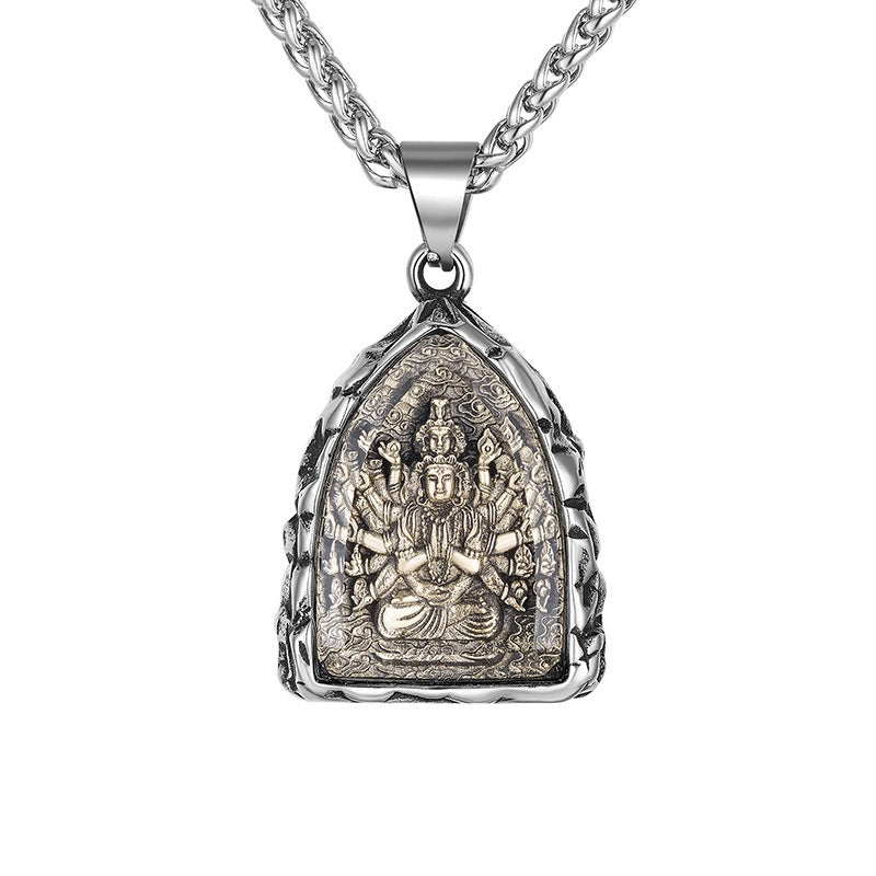 Steel Necklace – Statement Zodiac Buddha