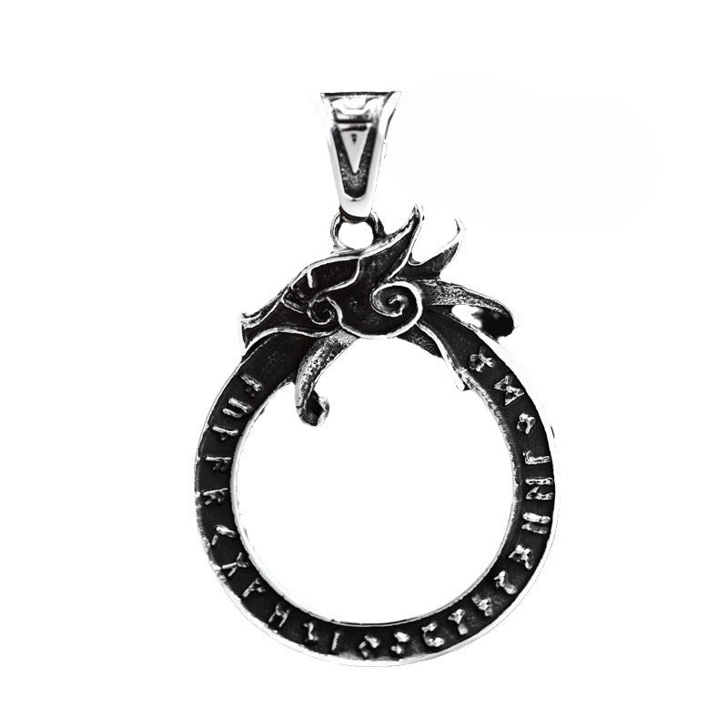 Retro Viking-Inspired Stainless Steel Dragon Pendant for Men - Wholesale Titanium Steel Accessories