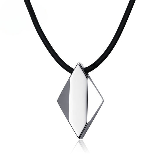 Simple Tungsten Pendant Men's Tungsten Steel Pendant Rhombus Smooth Surface for Men