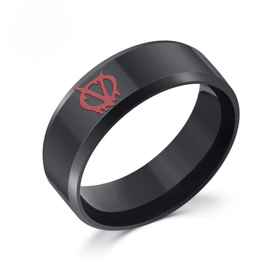 European And American V-Shaped Vendetta Men's Titanium Ring