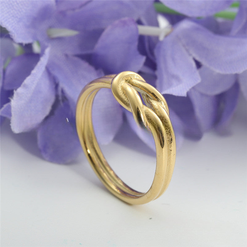 Retro Titanium Steel Hollow Rope Knot Ring for Men and Women - Trendy Stainless Steel Accessory 24079